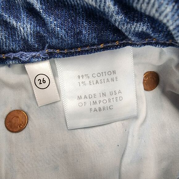 GRLFRND Button Fly Straight Leg Medium Wash Helena in Missing Words Size 26 - Picture 5 of 8